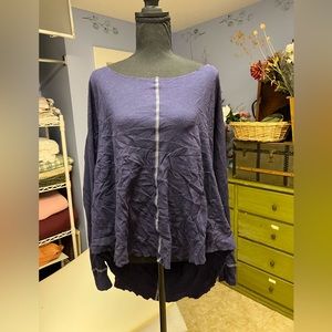 Long sleeve blue top with hood